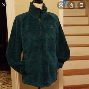 North Face fuzzy blue and black jacket